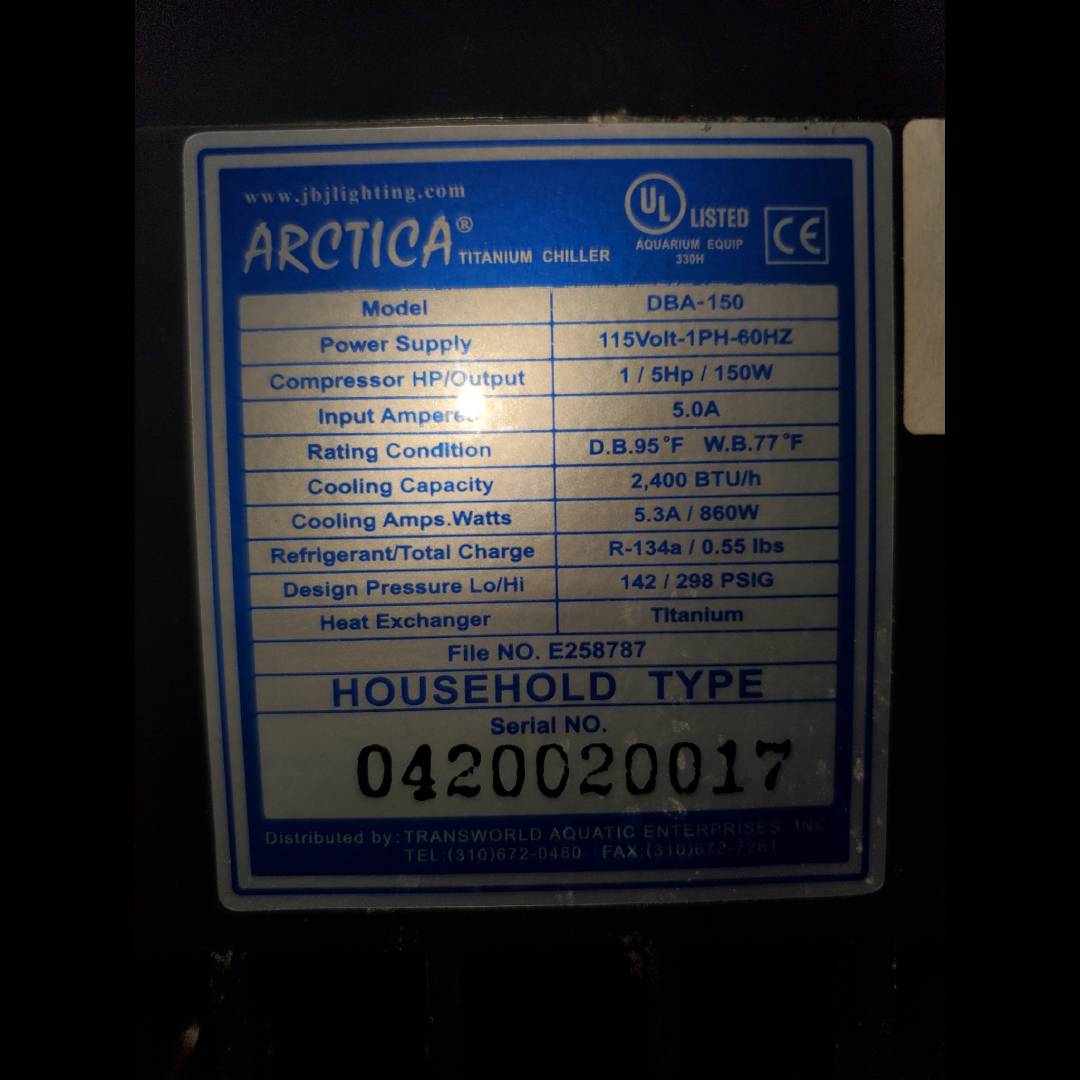 Used - JBJ Arctica Chiller 1/5 HP