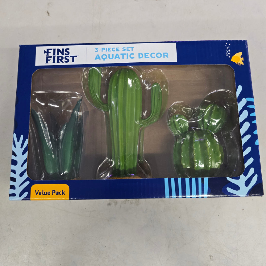 Fins First 3-Peice Set Aqua Decor Cactus